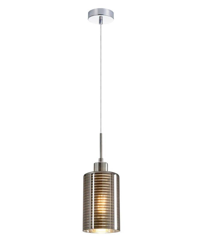 ESPEJO1: Interior Iron & Chrome /Rose Gold Oblong Glass with Line Effect Pendant Lights Pendant