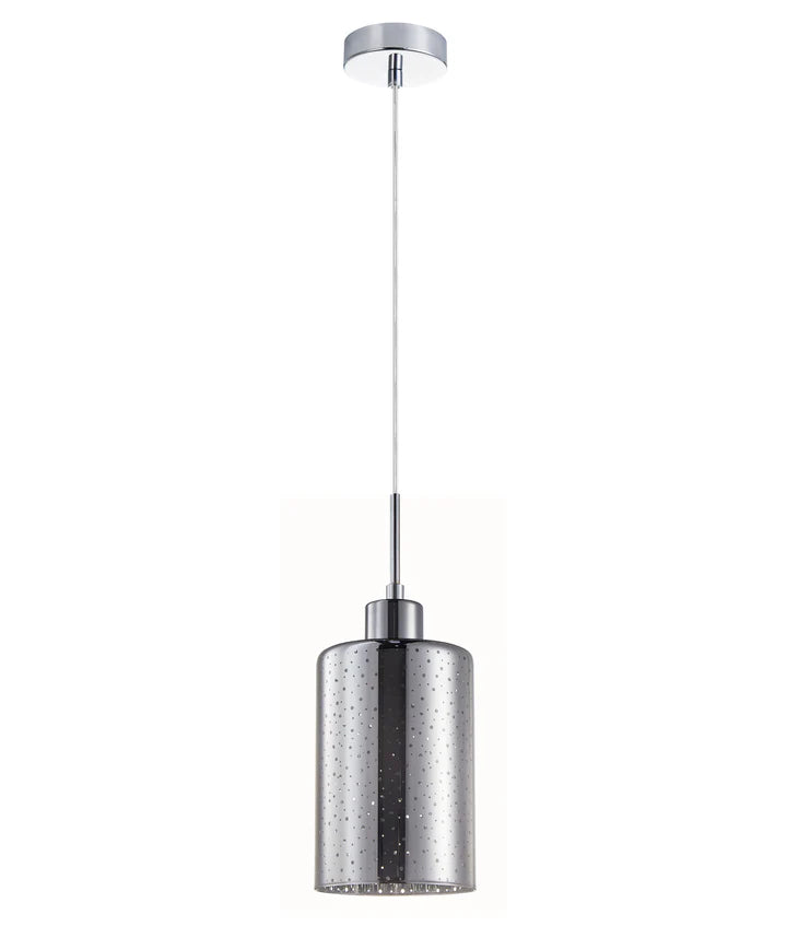 ESPEJO3: Interior Iron & Chrome/Rose Gold Oblong Glass with Dotted Effect Pendant Lights Chrome Single Pendant Pendant