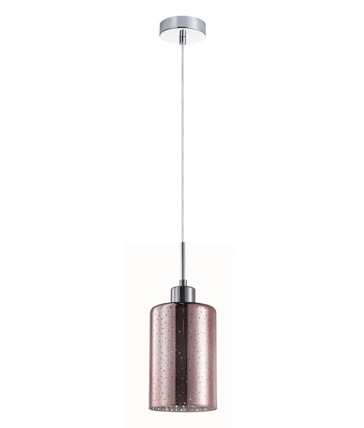 ESPEJO3: Interior Iron & Chrome/Rose Gold Oblong Glass with Dotted Effect Pendant Lights Rose Gold Single Pendant Pendant