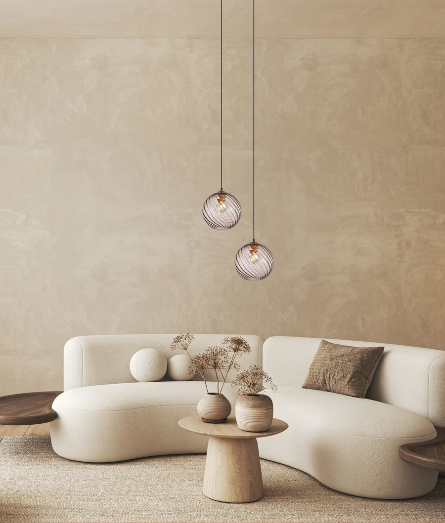 ESPIRAL: Interior Wine Glass Shade Wavy Finish Round Pendant Lights Pendant