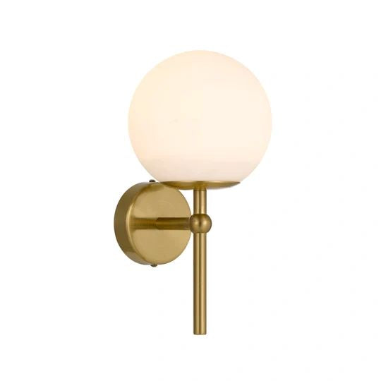 TELBIX ETERNA 1 LIGHT WALL LAMP ANTIQUE GOLD OPAL MATT WALL LIGHT