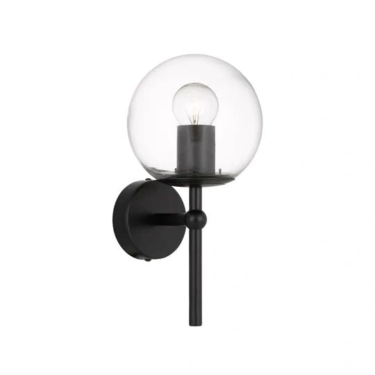 TELBIX ETERNA 1 LIGHT WALL LAMP BLACK CLEAR WALL LIGHT