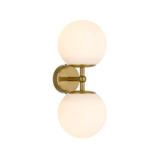 TELBIX ETERNA 2 LIGHTS WALL LAMP ANTIQUE GOLD OPAL MATT WALL LIGHT