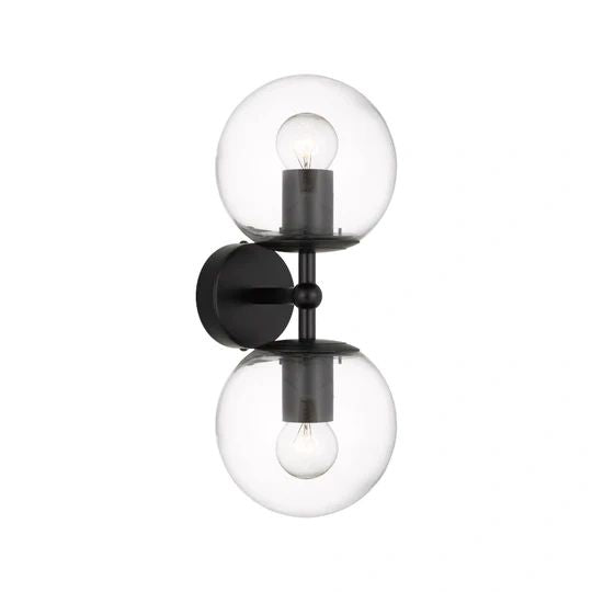TELBIX ETERNA 2 LIGHTS WALL LAMP BLACK CLEAR WALL LIGHT