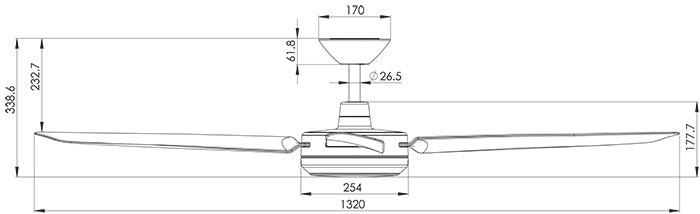 Enviro DC Ceiling Fan with Light, Black/White Ceiling Fan