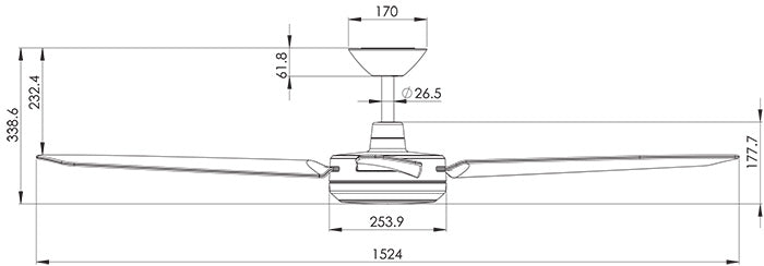 Enviro DC Ceiling Fan with Light, Black/White Ceiling Fan