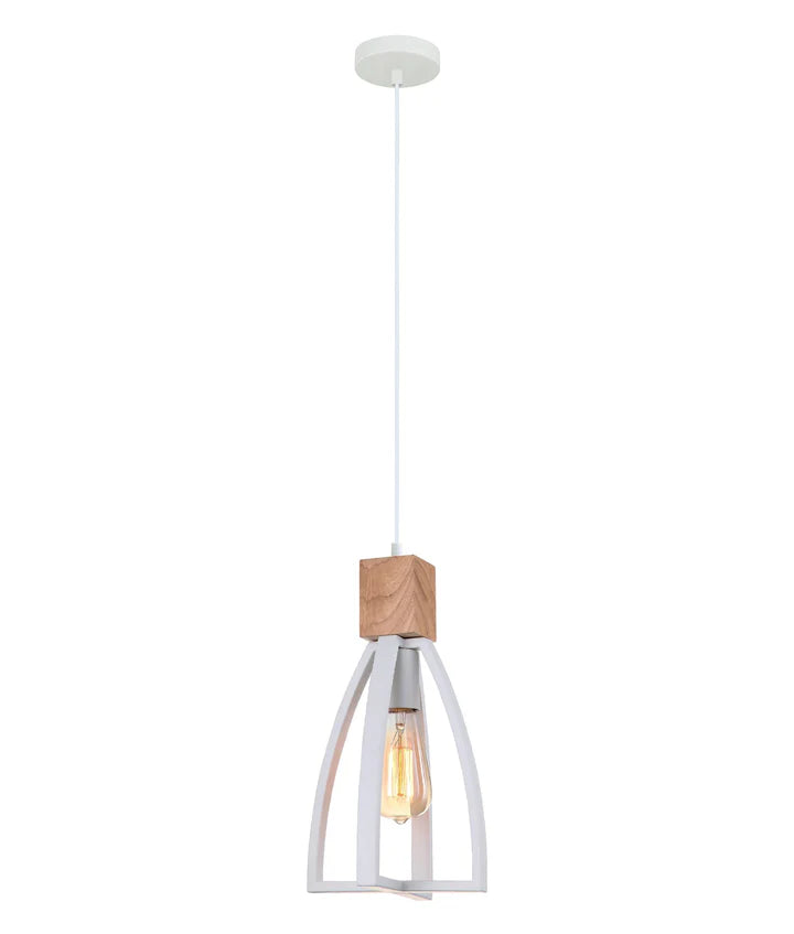 FARO: Wood Convex Cone Pendant Lights White Pendant
