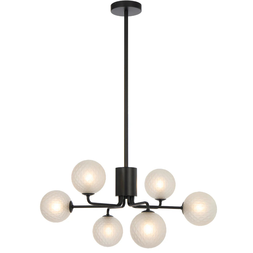 FELTON 6 LIGHT PENDANT BLACK Frost Tear Pendant