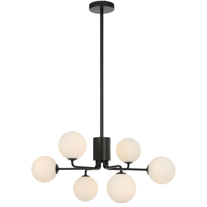 FELTON 6 LIGHT PENDANT BLACK Opal Matte Pendant