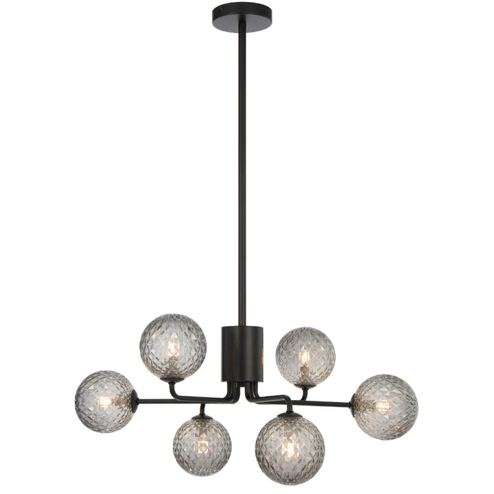 FELTON 6 LIGHT PENDANT BLACK Smoke Tear Pendant
