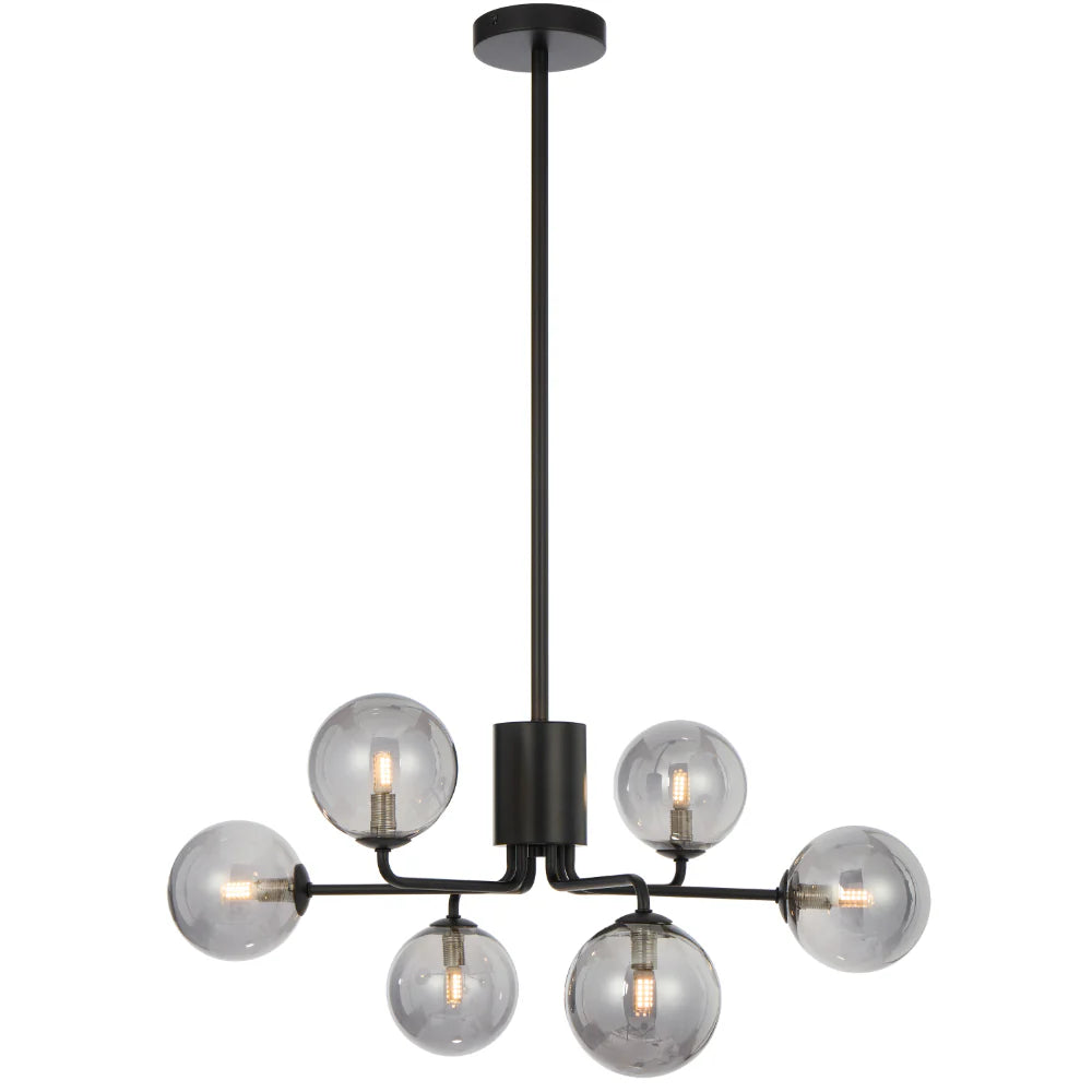 FELTON 6 LIGHT PENDANT BLACK Smoke Pendant