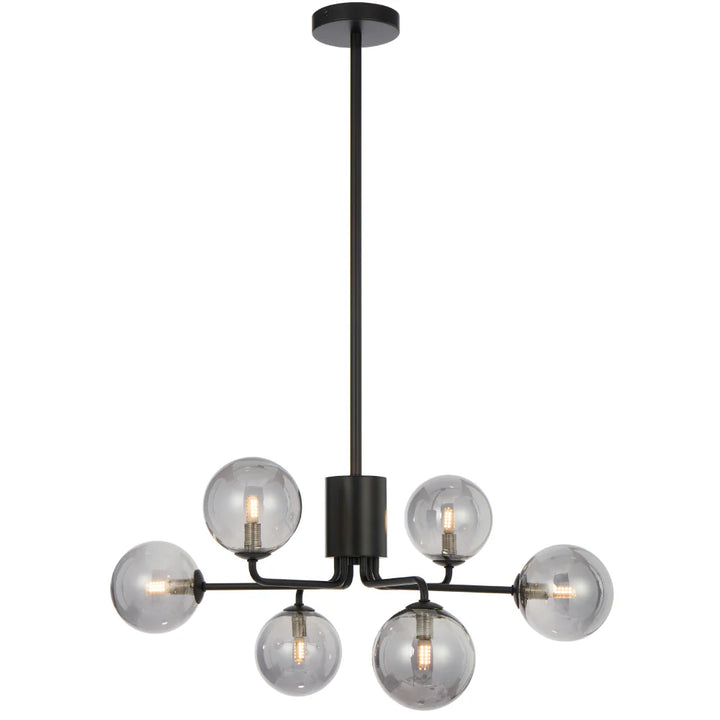 FELTON 6 LIGHT PENDANT BLACK Smoke Pendant
