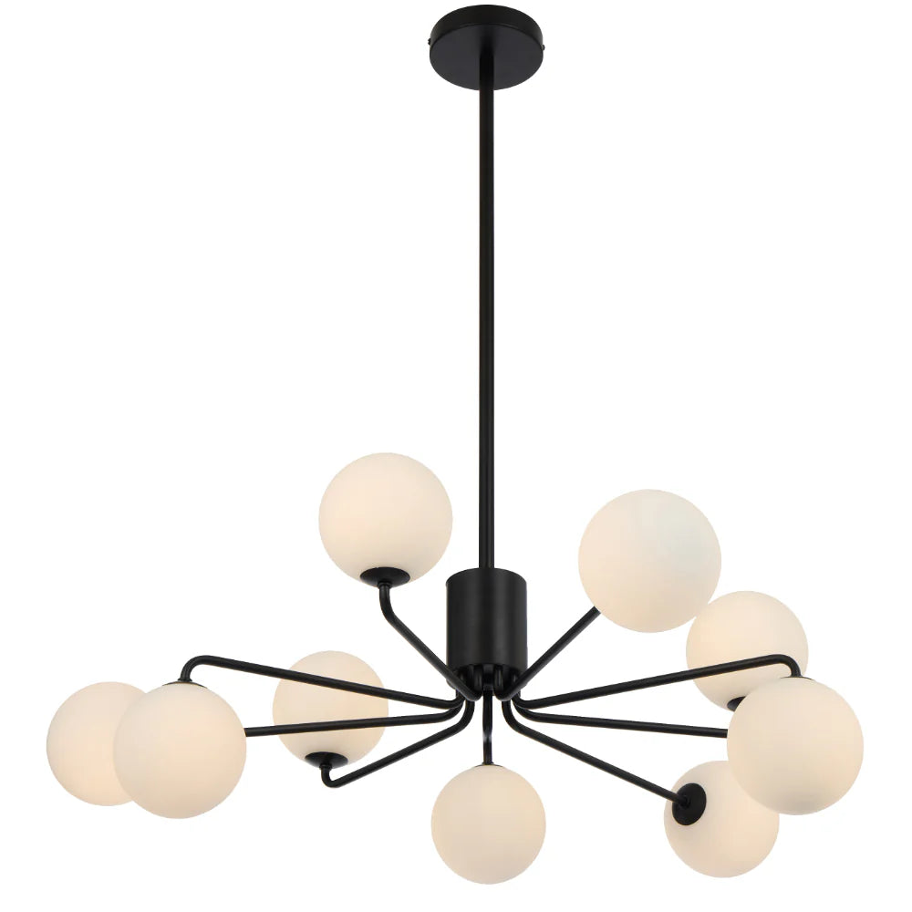 FELTON 9 LIGHT PENDANT BLACK Opal Matt Pendant