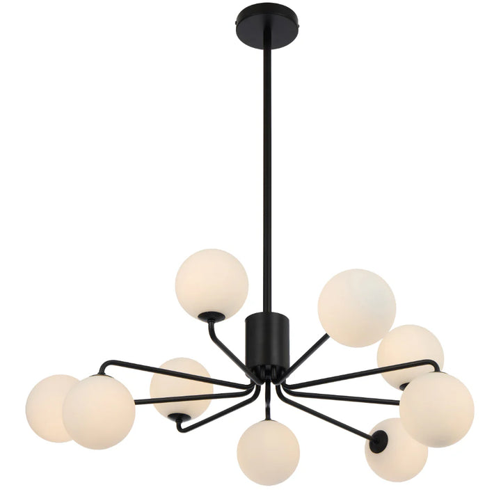 FELTON 9 LIGHT PENDANT BLACK Opal Matt Pendant