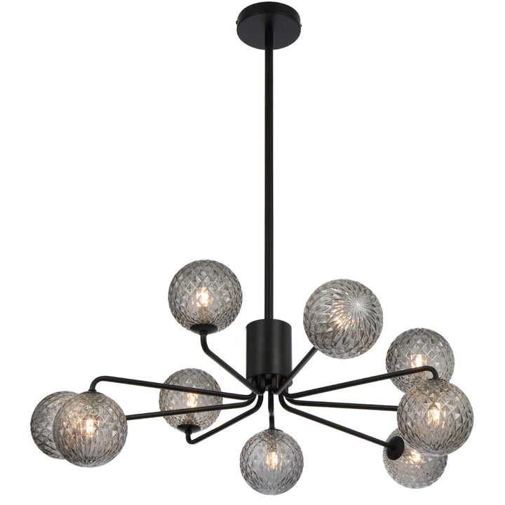 FELTON 9 LIGHT PENDANT BLACK Smoke Tear Pendant