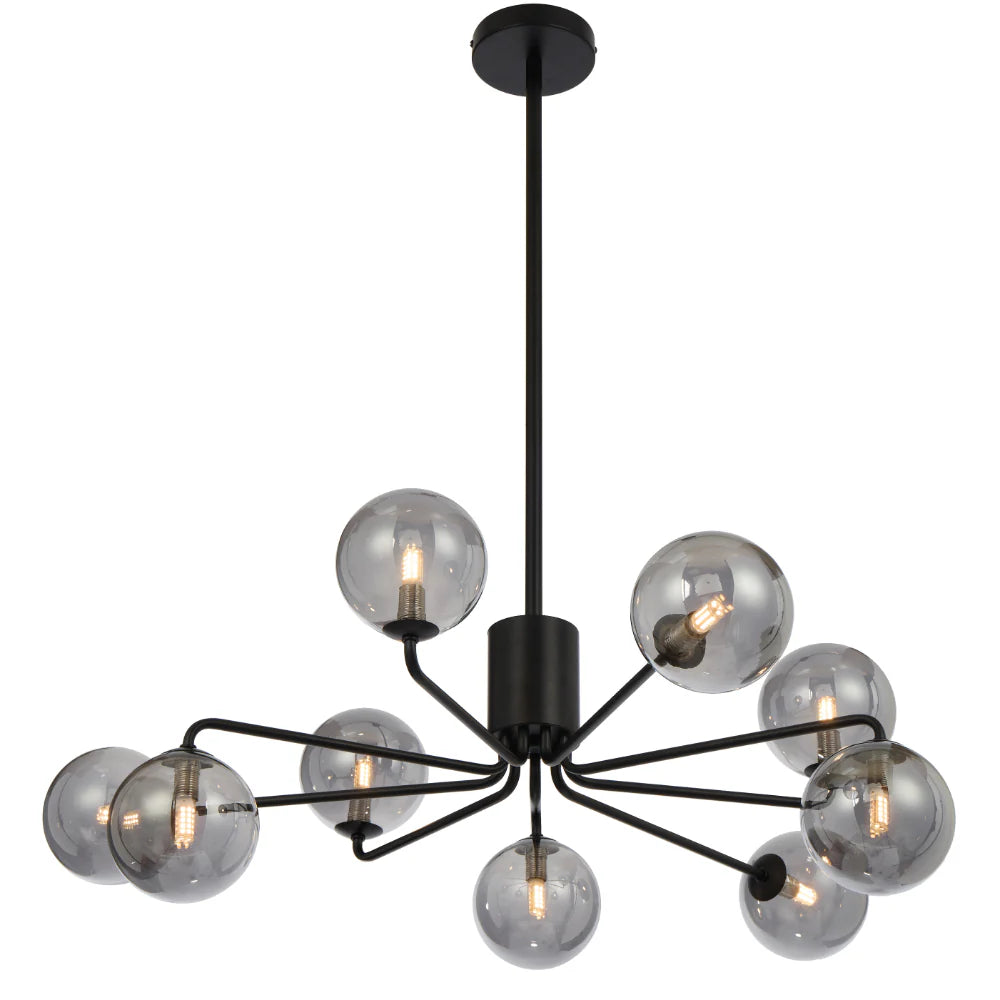 FELTON 9 LIGHT PENDANT BLACK Smoke Pendant