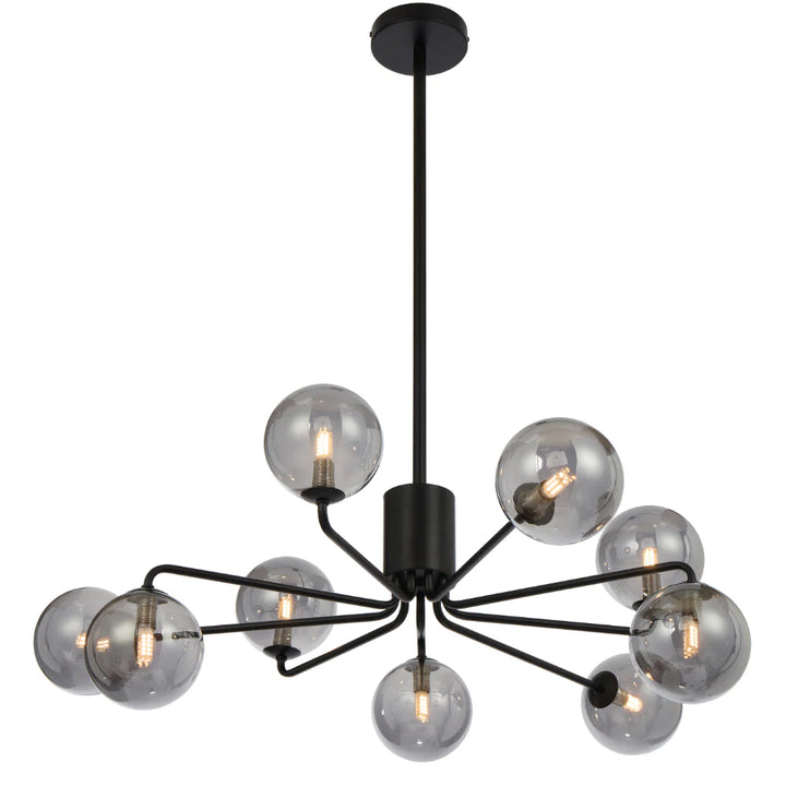 FELTON 9 LIGHT PENDANT BLACK Smoke Pendant