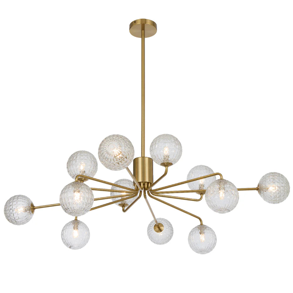 FELTON 12 LIGHT PENDANT ANTIQUE GOLD Clear Prism Pendant