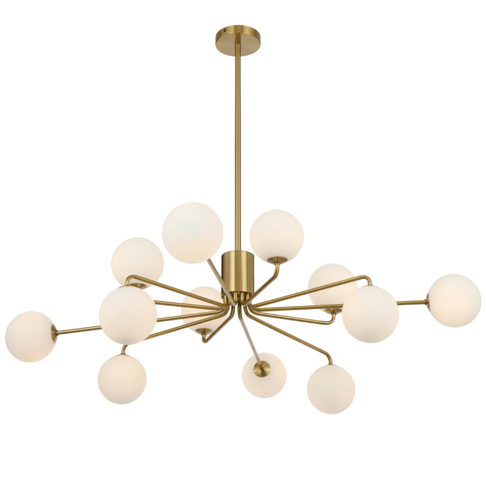 FELTON 12 LIGHT PENDANT ANTIQUE GOLD Opal Matt Pendant