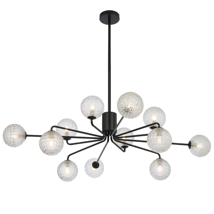 FELTON 12 LIGHT PENDANT BLACK Clear Prism Pendant