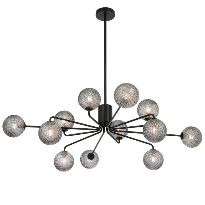 FELTON 12 LIGHT PENDANT BLACK Smoke Tear Pendant