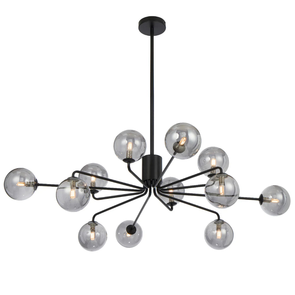 FELTON 12 LIGHT PENDANT BLACK Smoke Pendant