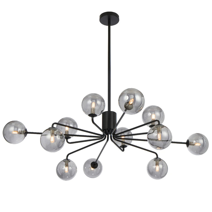 FELTON 12 LIGHT PENDANT BLACK Smoke Pendant