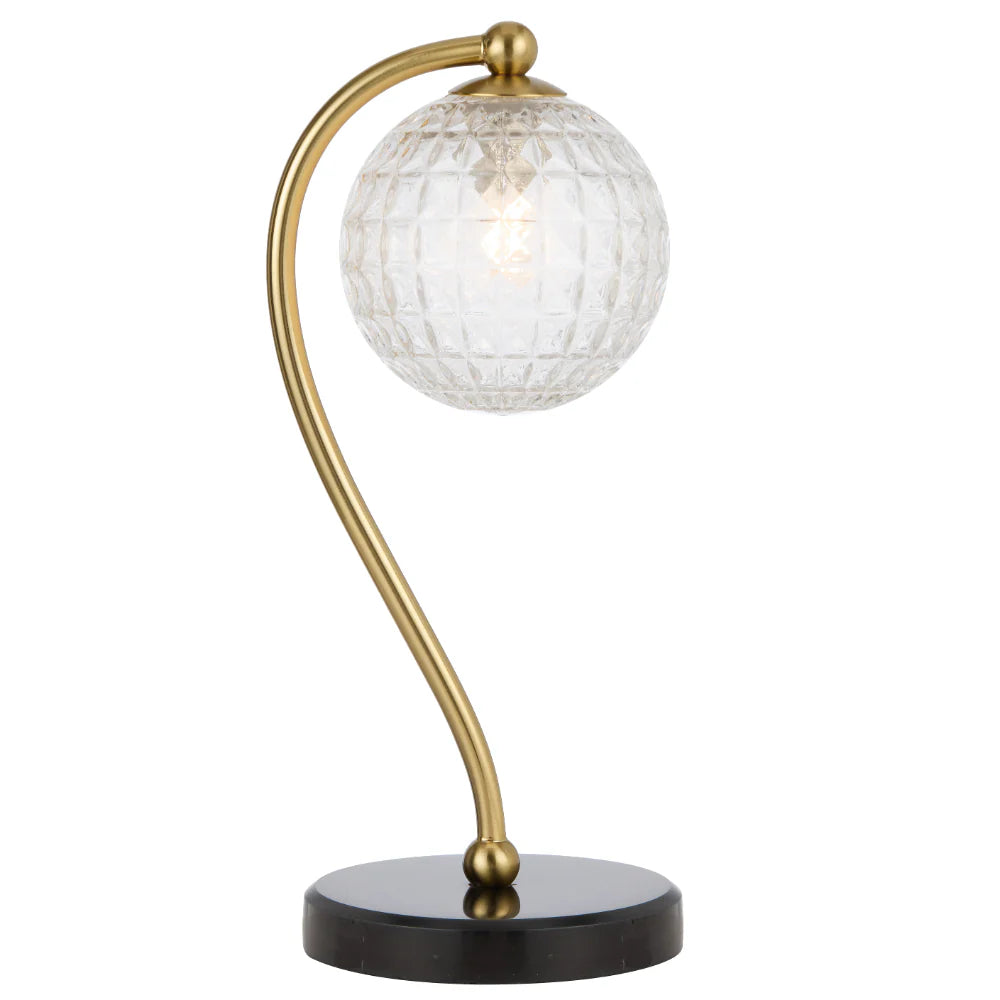 FELTON TABLE LAMP BLACK MARBLE Clear Prism TABLE LAMP