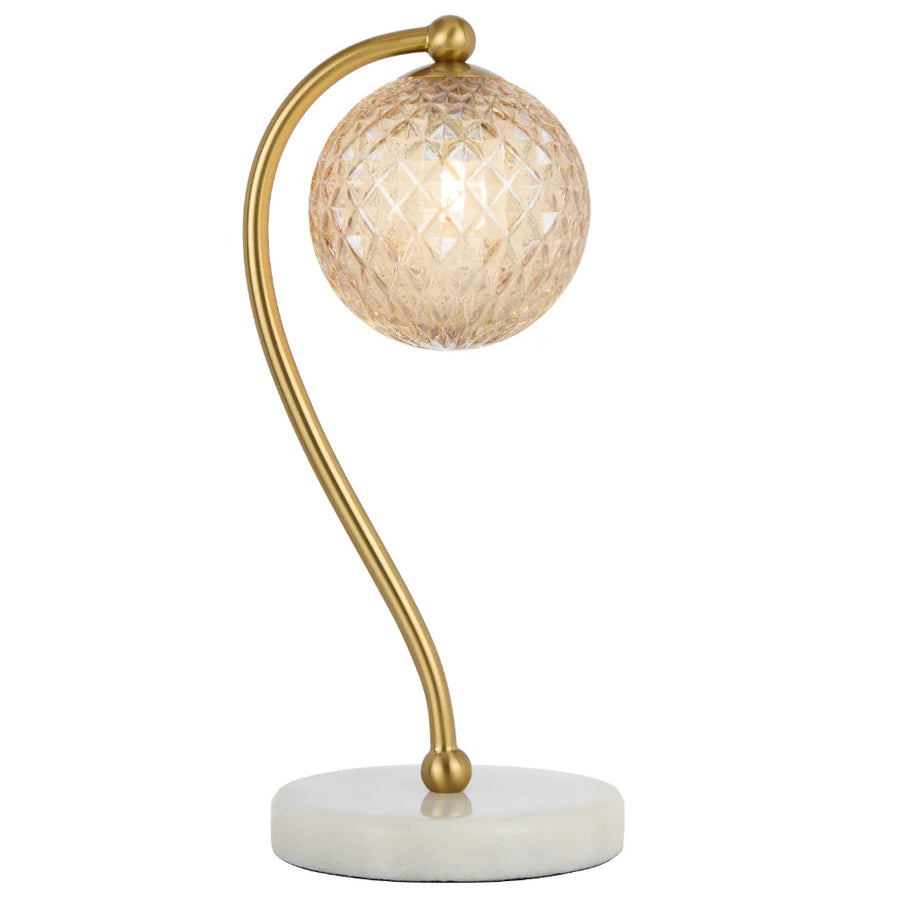 FELTON TABLE LAMP WHITE MARBLE Amber Tear TABLE LAMP
