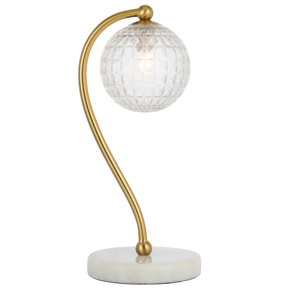 FELTON TABLE LAMP WHITE MARBLE Clear Prism TABLE LAMP