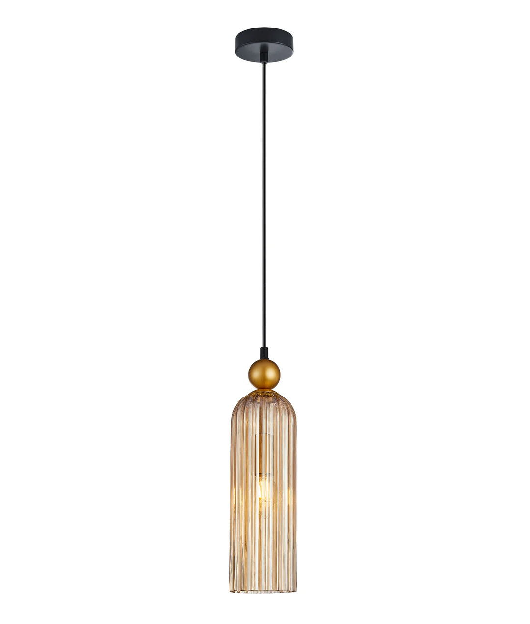 FLAUTA: Interior Round Top Cylinder Ribbed Pendant Lights Amber Pendant