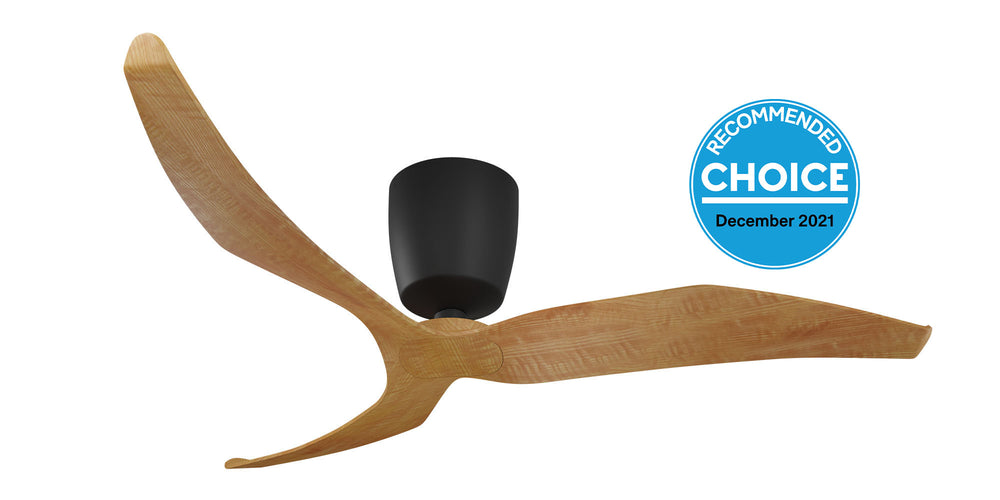 Aeratron FR 3 Blade DC - Light timber Black with Light Timber Woodgrain Ceiling Fan