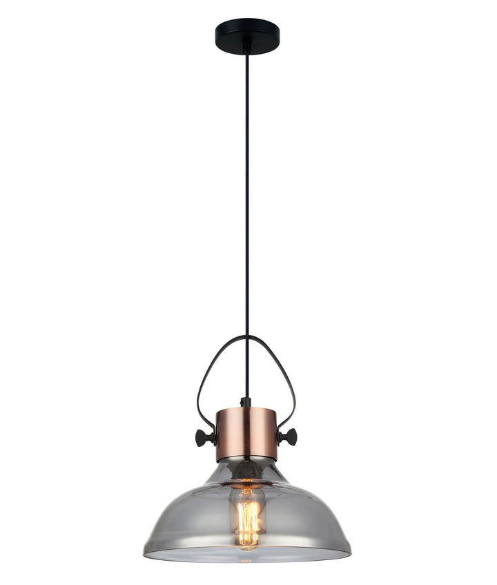 FUMOSO: Retro Smokey Black Mirror Finish Glass Dome Shape Pendant Light Pendant
