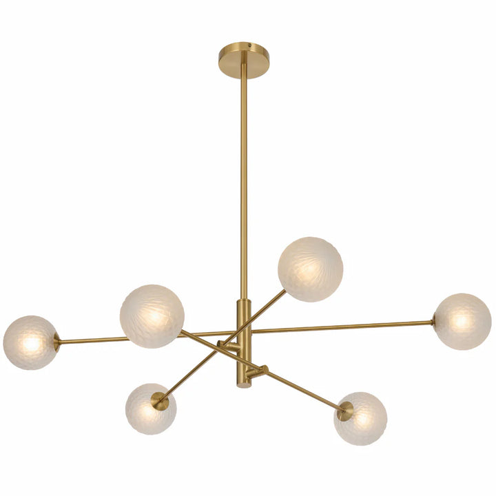 GASTON 6 LIGHT PENDANT ANTIQUE GOLD Frost Tear Pendant