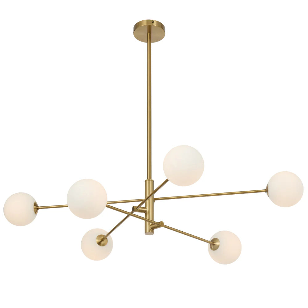 GASTON 6 LIGHT PENDANT ANTIQUE GOLD Opal Matt Pendant