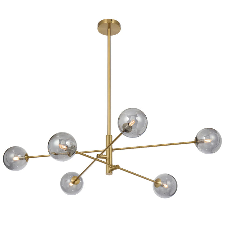 GASTON 6 LIGHT PENDANT ANTIQUE GOLD Smoke Pendant