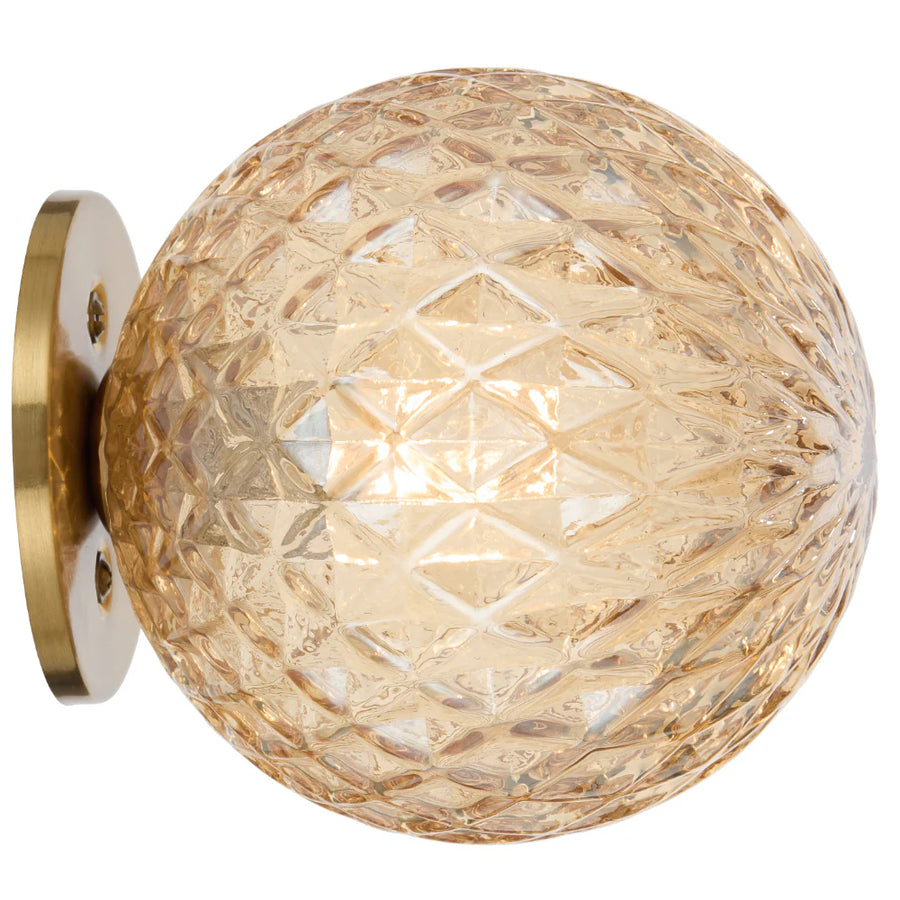 GASTON WALL LIGHT ANTIQUE GOLD Amber Tear WALL LIGHT