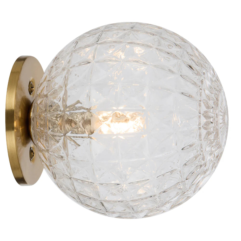 GASTON WALL LIGHT ANTIQUE GOLD Clear Prism WALL LIGHT