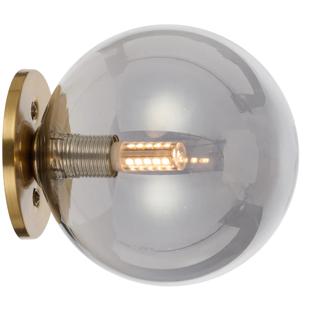 GASTON WALL LIGHT ANTIQUE GOLD Smoke WALL LIGHT