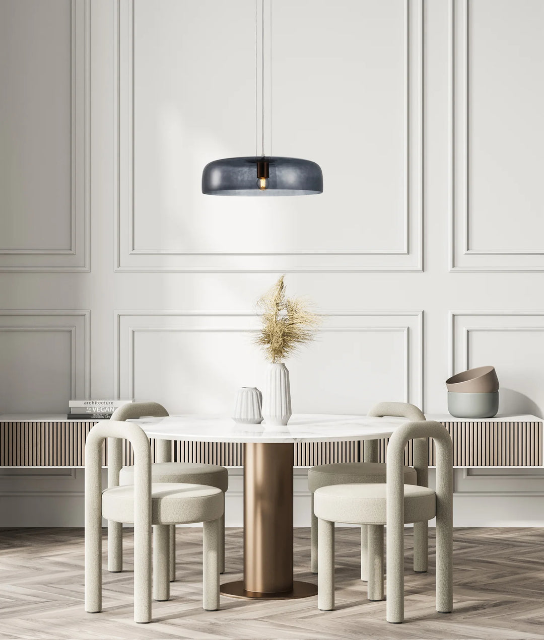 GELATINA: Interior Dome Glass with Brass Highlight Pendant Lights Pendant