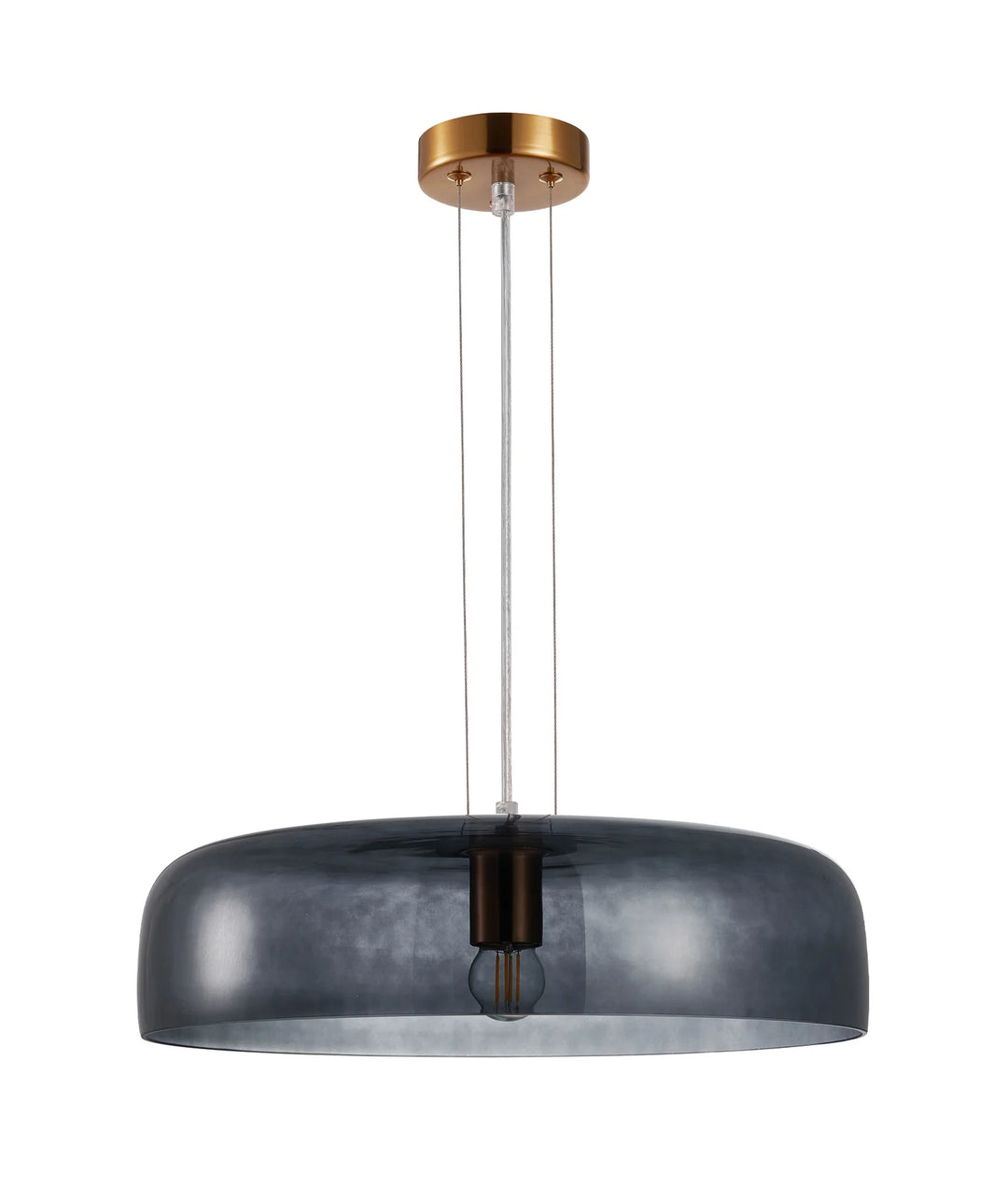 GELATINA: Interior Dome Glass with Brass Highlight Pendant Lights Smokey Black Pendant