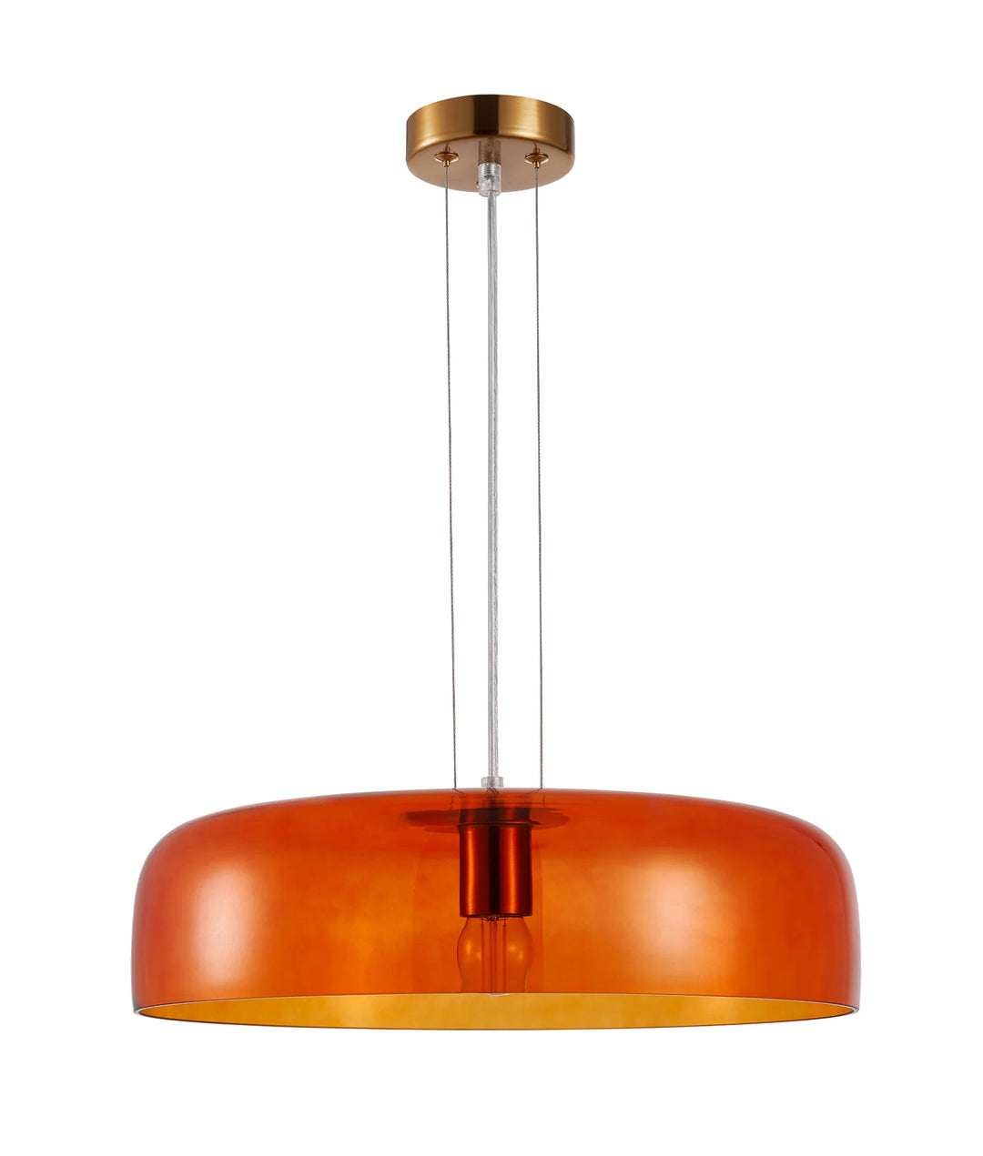 GELATINA: Interior Dome Glass with Brass Highlight Pendant Lights Orange Pendant