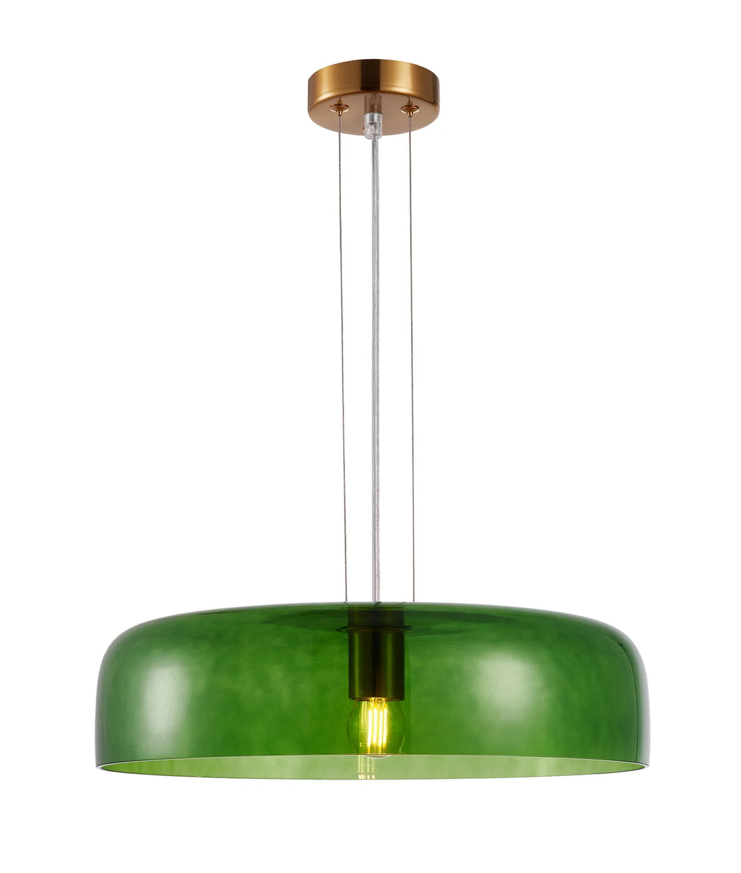 GELATINA: Interior Dome Glass with Brass Highlight Pendant Lights Green Pendant