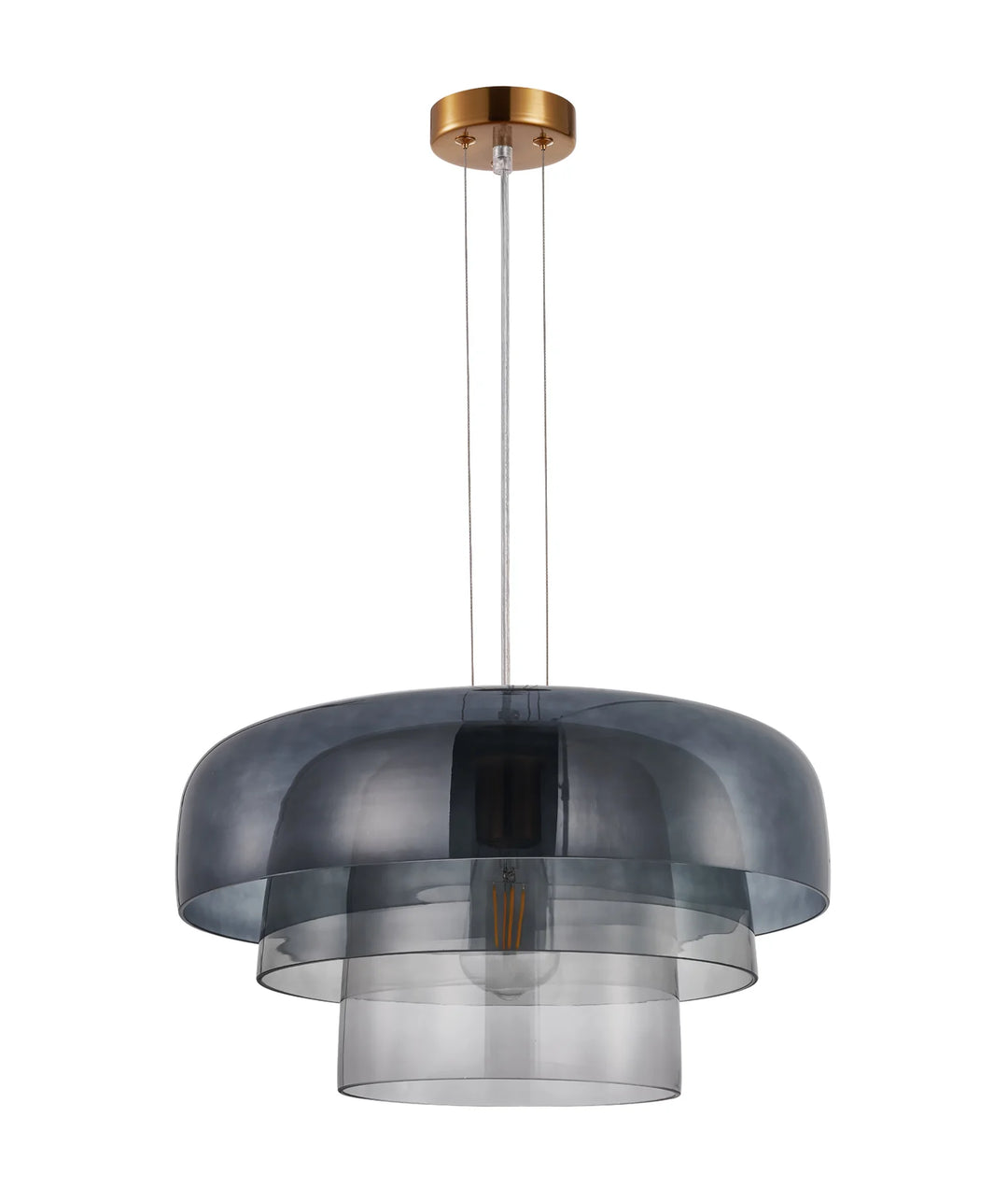 GELATINA: Interior Dome Glass with Brass Highlight Pendant Lights Smokey Pendant
