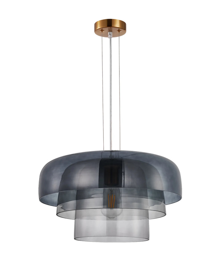 GELATINA: Interior Dome Glass with Brass Highlight Pendant Lights Smokey Pendant