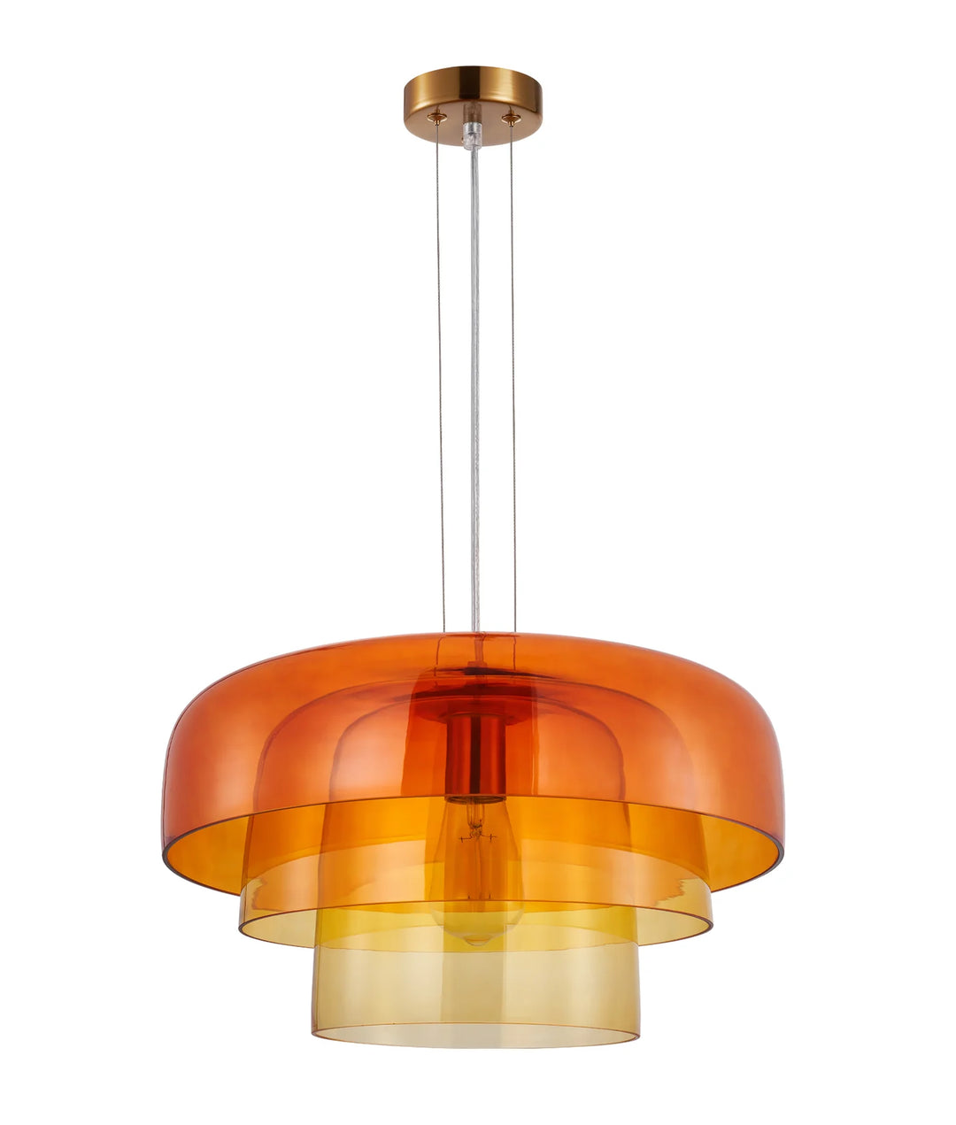 GELATINA: Interior Dome Glass with Brass Highlight Pendant Lights Amber Pendant