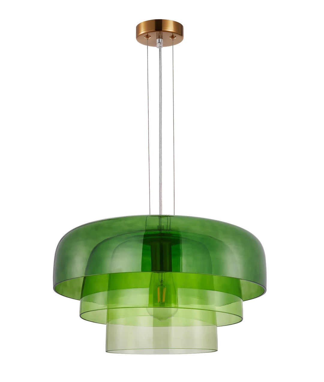 GELATINA: Interior Dome Glass with Brass Highlight Pendant Lights Green Pendant