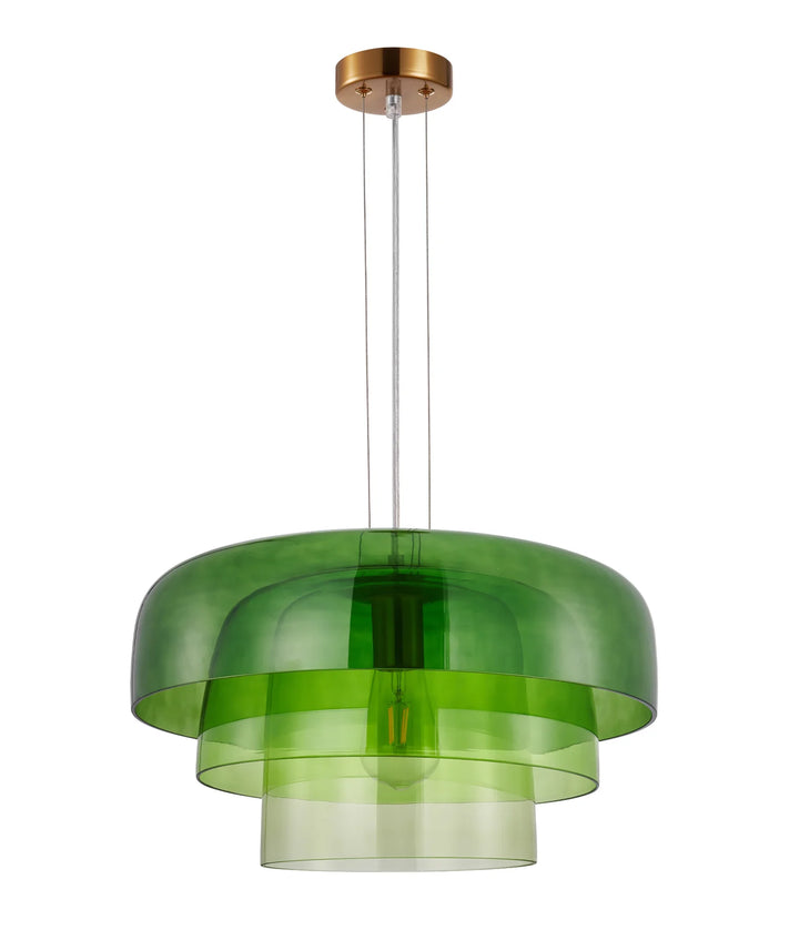 GELATINA: Interior Dome Glass with Brass Highlight Pendant Lights Green Pendant