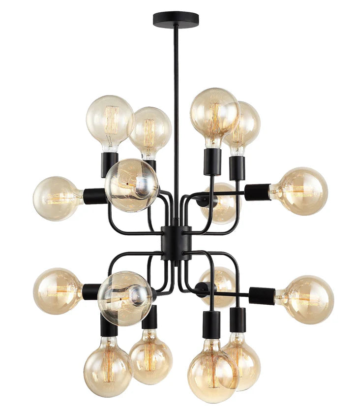 HEXADE: Interior Modern Abstract Pendant Light - 16 Lamps Matte Black Pendant