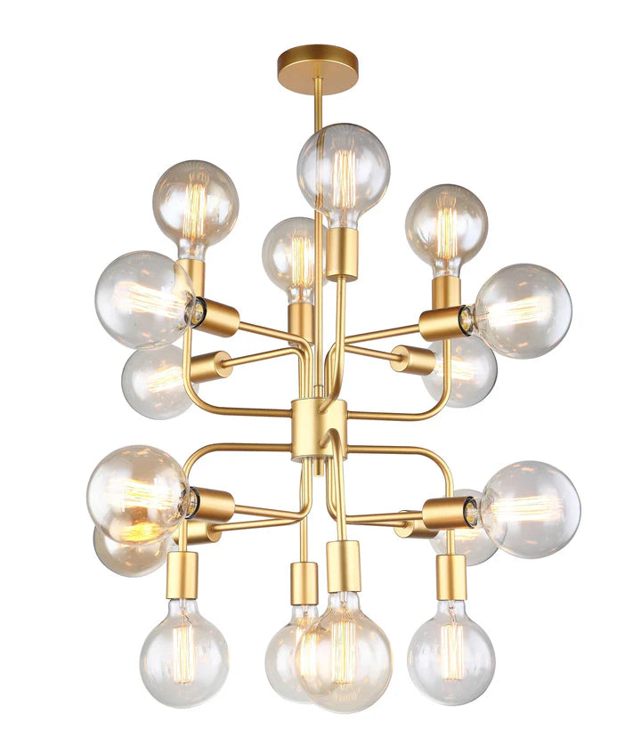 HEXADE: Interior Modern Abstract Pendant Light - 16 Lamps Matte Gold Pendant